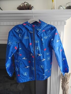 NWT Joules 11yr Blue Sea Creature Rain Coat/Jacket